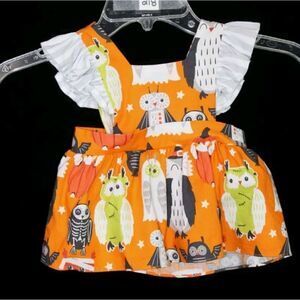 RICRAC & RUFFLES HALLOWEEN OWLS TOP GIRLS 12M